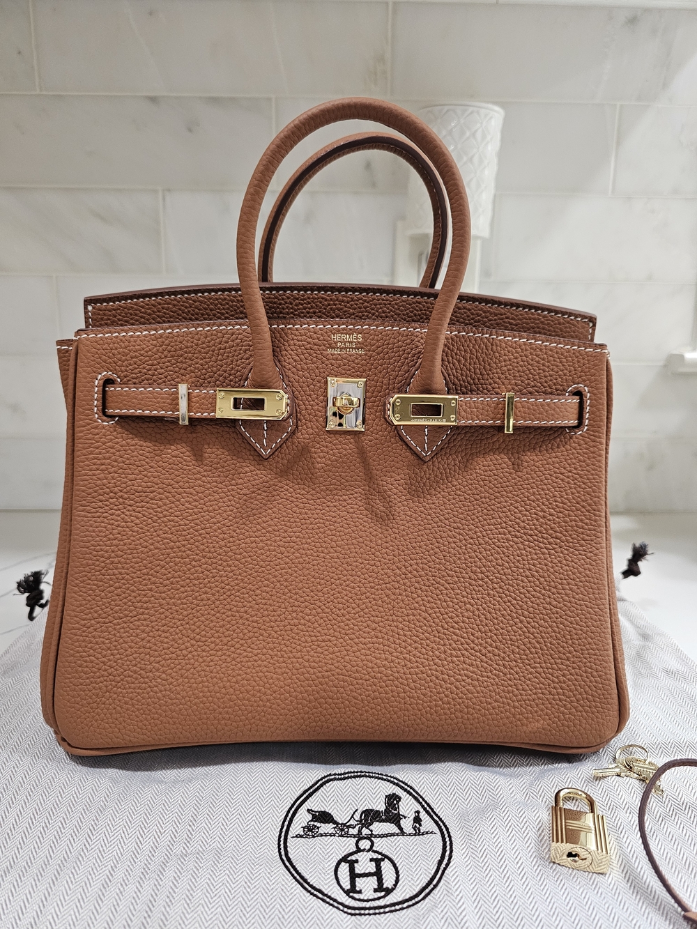 Brown Leather Top Handle Bag Stylish Bag